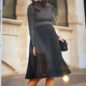Charcoal Pleated Maternity and Nursing Dress